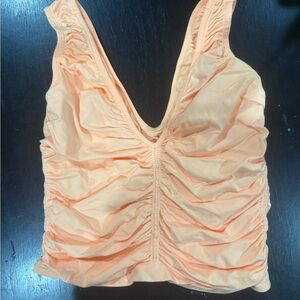 Free People Apricot Ruched Top